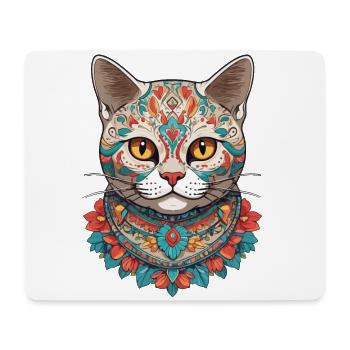Sugar Skull Mexique chat Design esthétique - Tapis de souris (format paysage) - blanc - Devant