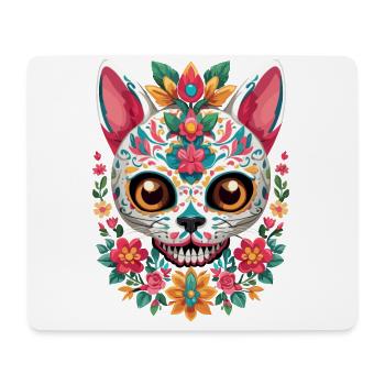Sugar Skull chat mexicain vacances Design - Tapis de souris (format paysage) - blanc - Devant