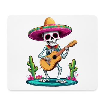 Mexican Mariachi Skeleton Guitarist Fiesta - Mouse Pad (horizontal) - white - Front