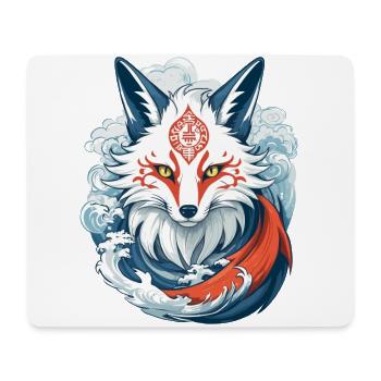 Japanese Kitsune Mask Anime Kawaii Fox Ghost - Mouse Pad (horizontal) - white - Front