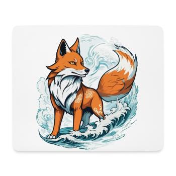 Japanische Kitsune Maske Kawaii Fuchsgeist Design - Mousepad (Querformat) - Weiß - Vorne