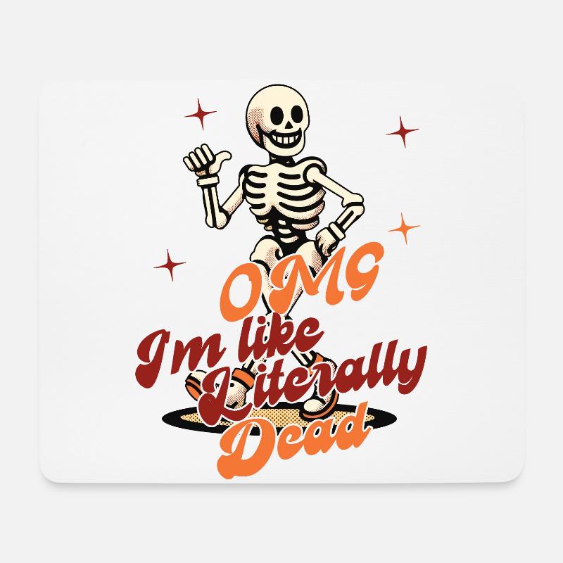 Lustiger Halloween Spruch Omg Im Dead Retro - Mousepad (Querformat) - Weiß