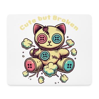 Psychopathe mental Chat mignon mais cassé - Tapis de souris (format paysage) - blanc - Devant