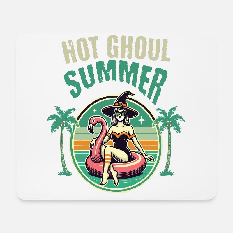 Heißer Grusel Sommer Hexen Flamingo - Mousepad (Querformat) - Weiß