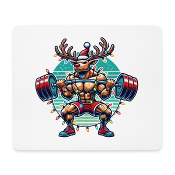 Noël Bodybuilder Renne Muscle Power - Tapis de souris (format paysage) - blanc - Devant