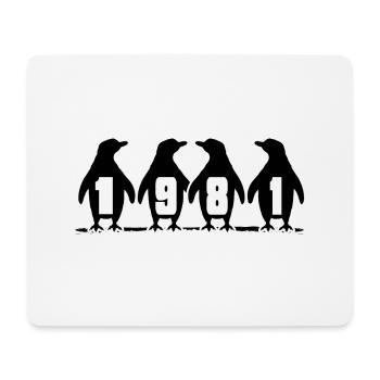 1981 Birthday Penguin Party Winter Swimmers - Tapis de souris (format paysage) - blanc - Devant