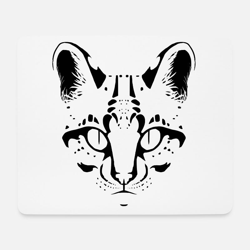 Ocelot Lineart in Black and White - Mouse Pad (horizontal) - white