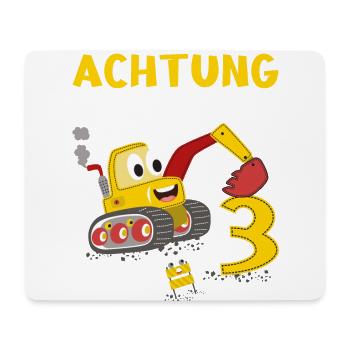 Kinder 3. Geburtstag Jungs mit Bagger, Baustelle - Mousepad (Querformat) - Weiß - Vorne