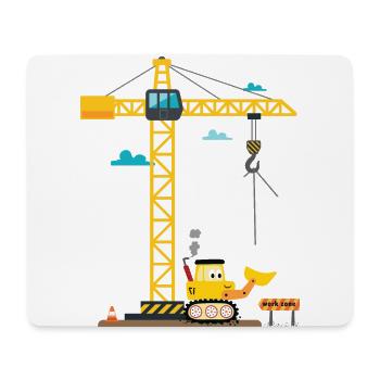 Children 4th birthday boys with crane and excavator, - Mouse Pad (horizontal) - white - Front