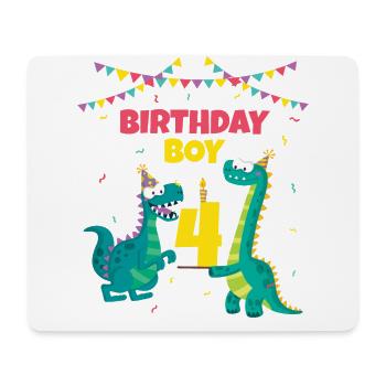 Birthday Child 4 Dinosaur T-rex Dino Lover - Mouse Pad (horizontal) - white - Front
