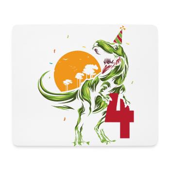 4 Years Old Birthday Kids Dinosaur T-rex - Mouse Pad (horizontal) - white - Front