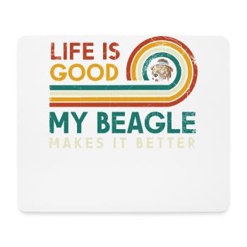 Das Leben Ist Gut, Mein Beagle Macht Es Besser Für - Mousepad (Querformat) - Weiß - Vorne