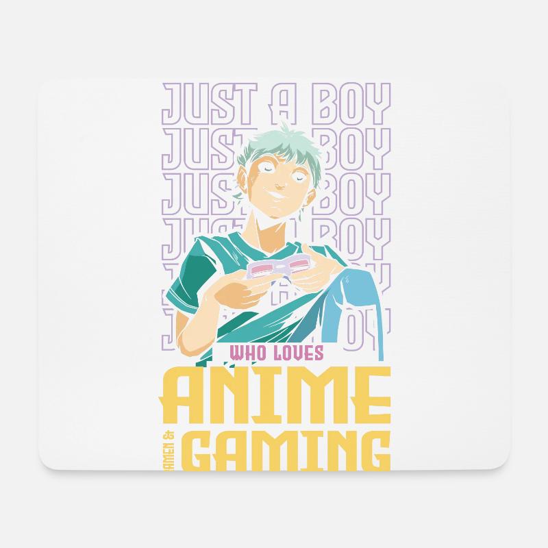 Nur Ein Junge, Der Anime Ramen & Gaming Liebt - Mousepad (Querformat) - Weiß