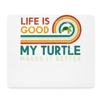 Das Leben Ist Gut, Meine Schildkröte Macht Es - Mousepad (Querformat) - Weiß - Vorne