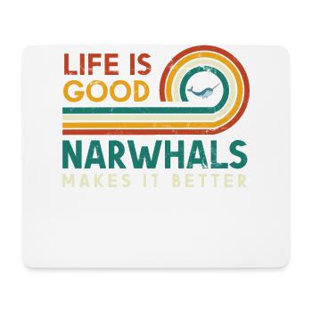 Das Leben Ist Gut, Narwale Machen Es Besser Für - Mousepad (Querformat) - Weiß - Vorne