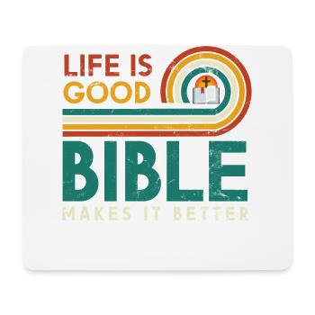 La vie est bonne, la Bible la rend meilleure - Tapis de souris (format paysage) - blanc - Devant