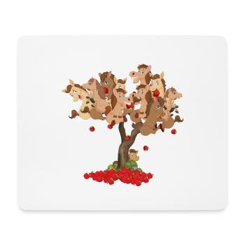 Pferdeäpfel mit Ponys am Baum, Pferde - Mousepad (Querformat) - Weiß - Vorne