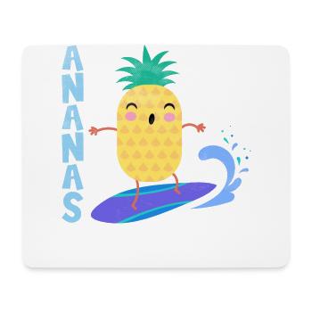 ananas chevauchant des vagues sur une planche de surf, - Tapis de souris (format paysage) - blanc - Devant