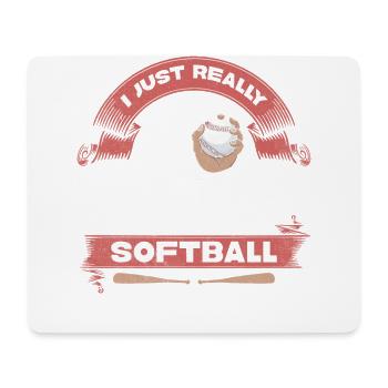 J’adore le design de softball pour le baseball - Tapis de souris (format paysage) - blanc - Devant