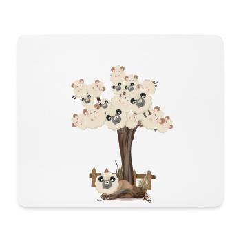 Baumwolle Wortspiel Schaf auf Baum, Schaf - Mousepad (Querformat) - Weiß - Vorne