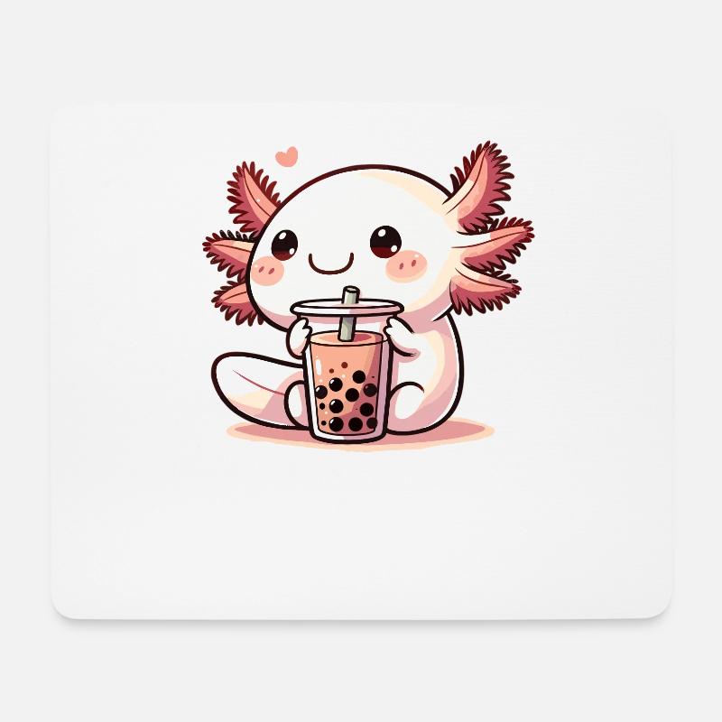 Axolotls trinken Bubble Tea kawaii Boba Axolotl - Mousepad (Querformat) - Weiß