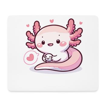Cute Axolotl with Heart Axolotls - Mouse Pad (horizontal) - white - Front