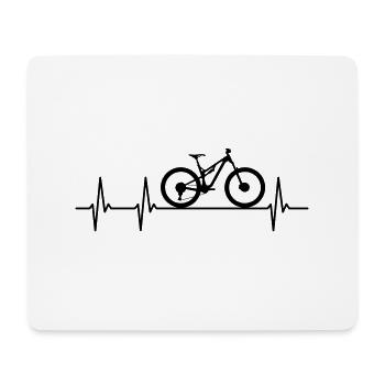 Mountain Bike Bicycle Heartbeat Heartbeat Pulse - Mouse Pad (horizontal) - white - Front