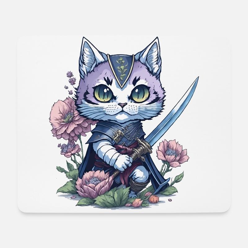 Die Ninja-Katze – einzigartig und farbenfroh - Mousepad (Querformat) - Weiß