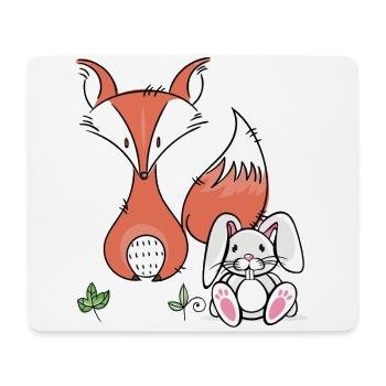Fox and Rabbit - Mouse Pad (horizontal) - white - Front