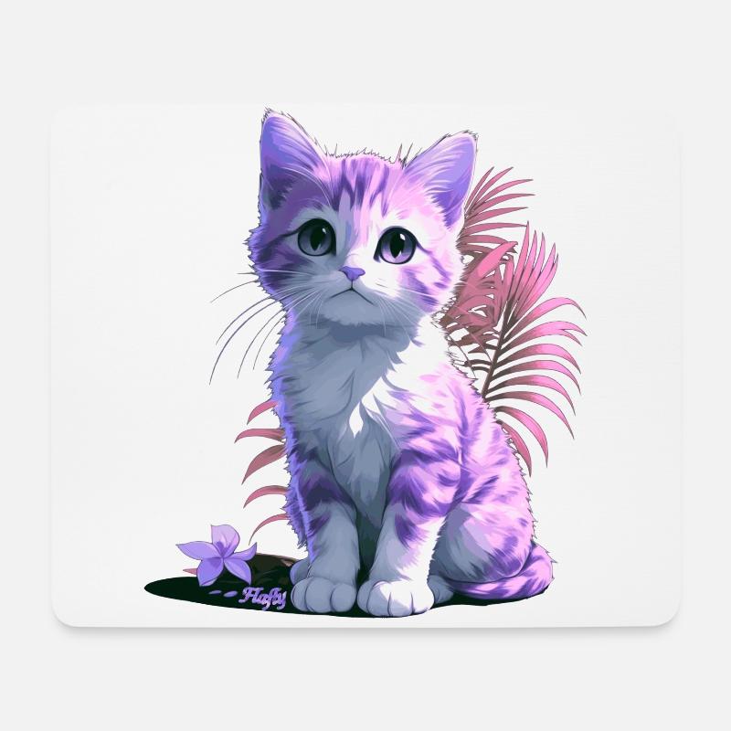 Tropisches Kätzchen 🐾 - Mousepad (Querformat) - Weiß