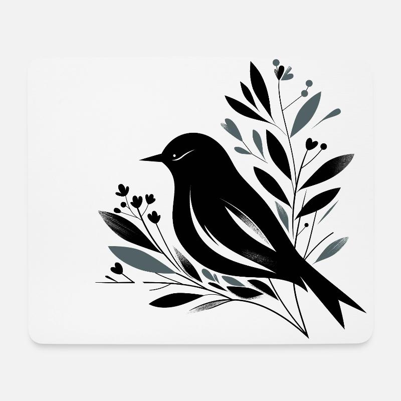 Amsel - Mousepad (Querformat) - Weiß
