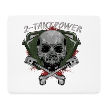 2 Takt Power Totenkopf Schädel Kolben - Mousepad (Querformat) - Weiß - Vorne
