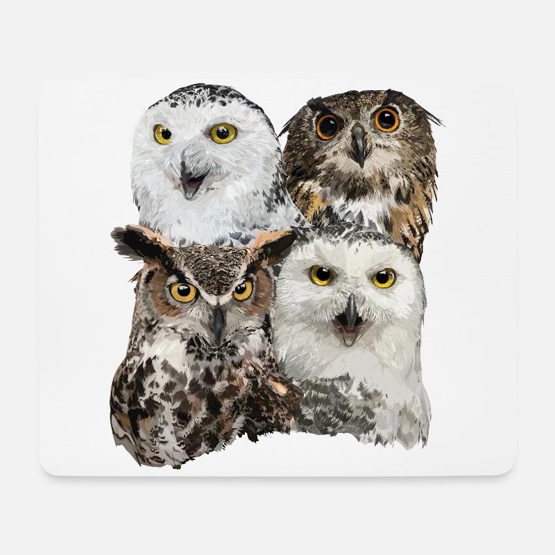 Eulen - Mousepad (Querformat) - Weiß