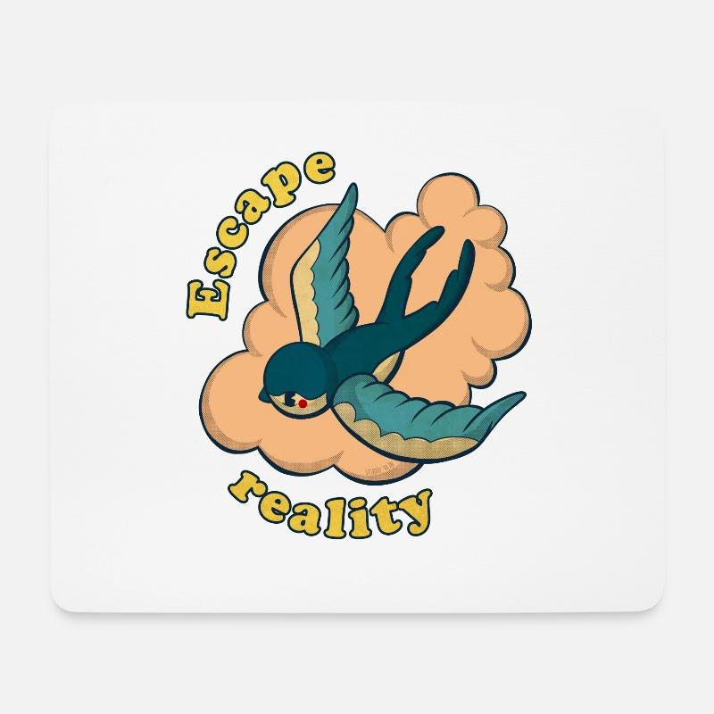 Entfliehen Sie der Realität Vintage Swallow und Cloud - Mousepad (Querformat) - Weiß