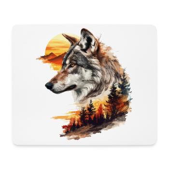 Loup Tête de loup Nature sauvage Aventure Forêt Soleil - Tapis de souris (format paysage) - blanc - Devant