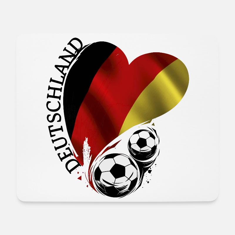 Fussball Herz Deutschland Liebe Schwarzrotgelb - Mousepad (Querformat) - Weiß
