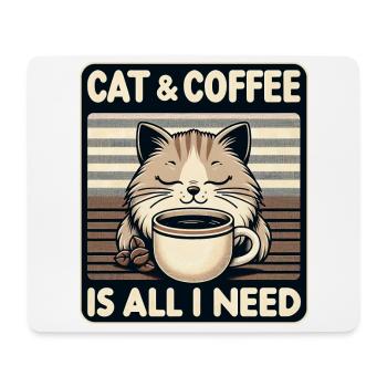 Katze und Kaffee ist alles was ich brauche - Mousepad (Querformat) - Weiß - Vorne