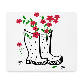 Garten mit Blumen und Stiefel - Mousepad (Querformat) - Weiß - Vorne