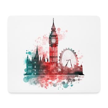 Londres, Angleterre, ville, Skyline, Big Ben, Éclaboussure colorée - Tapis de souris (format paysage) - blanc - Devant