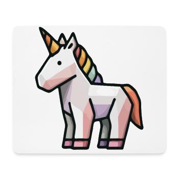Geometrisches Einhorn – Low Poly Fantasy Tierkunst - Mousepad (Querformat) - Weiß - Vorne