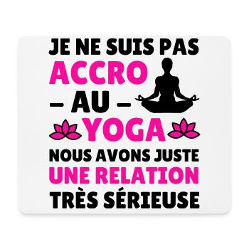 tee shirt yoga accro au yoga humour femme cadeau - Tapis de souris (format paysage) - blanc - Devant