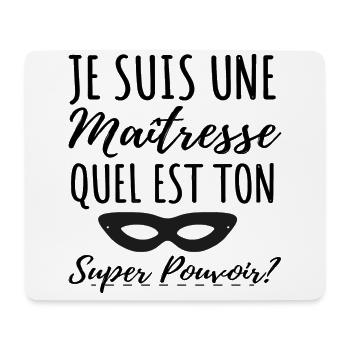 Maitresse super pouvoir humour femme cadeau - Tapis de souris (format paysage) - blanc - Devant