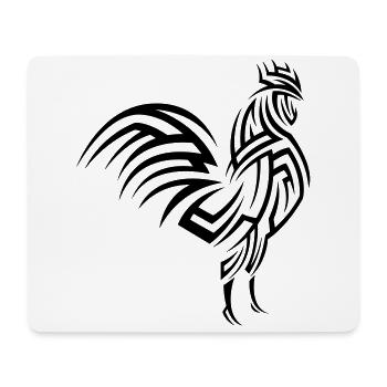Tatouage tribal de coq - Tapis de souris (format paysage) - blanc - Devant