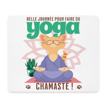 Joga chat chamaste humour yoga namaste cadeau - Tapis de souris (format paysage) - blanc - Devant