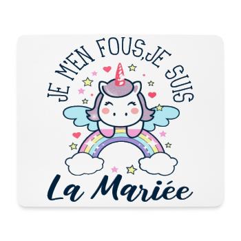 Je suis la mariée humour EVJF cadeau licorne - Tapis de souris (format paysage) - blanc - Devant