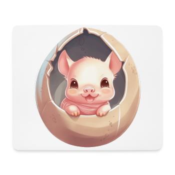Pig in Eggshell - Charming Animal Design - Mouse Pad (horizontal) - white - Front