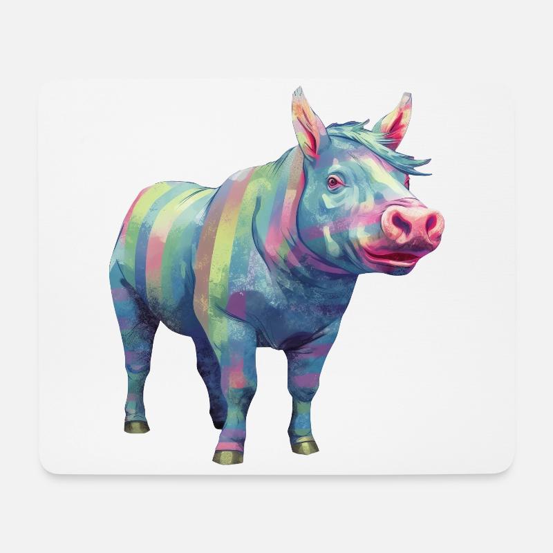 Schwein und Pferd - Regenbogen Moderne Kunst - Mousepad (Querformat) - Weiß