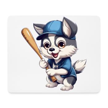 Husky spielt Baseball, Sportliches Hundedesign - Mousepad (Querformat) - Weiß - Vorne