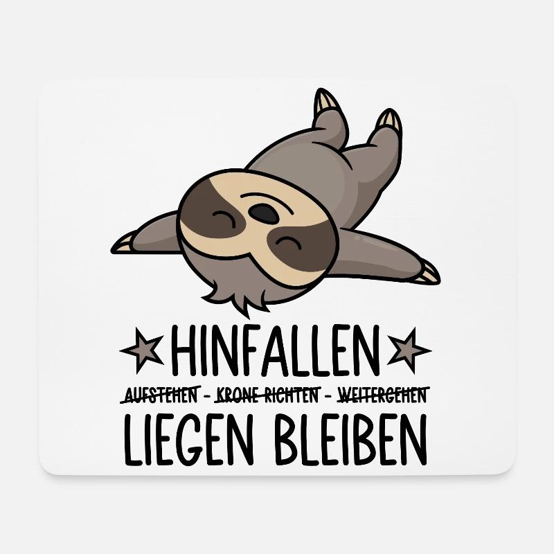 Faultier Hinfallen liegen bleiben - Mousepad (Querformat) - Weiß