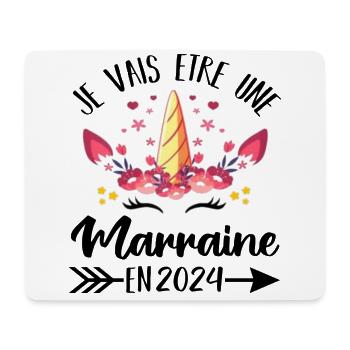 Je vais être marraine en 2024 cadeau licorne - Tapis de souris (format paysage) - blanc - Devant